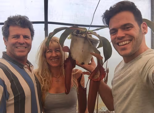 Domonick visiting Geoff and Andrea Mansell of Exotica Plants in Australia