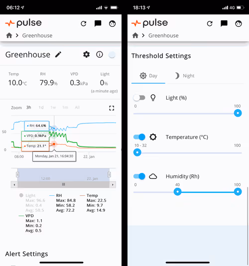 Pulse One app interface on mobile