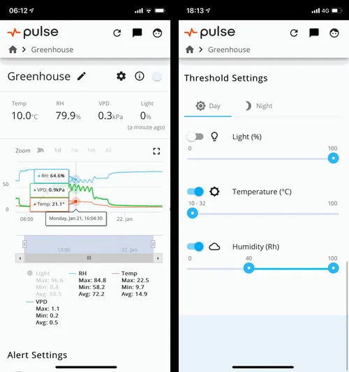 Pulse One app interface on mobile