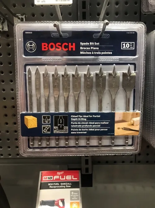 Spade bit set suitable for drilling holes in your pumice