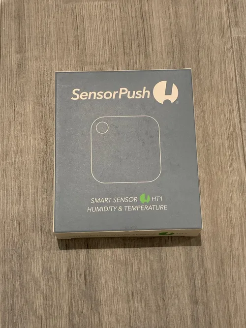 The SensorPush unit in its tiny box - no wires or adapters necessary