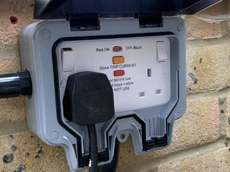 Mains socket with integrated RCD.
