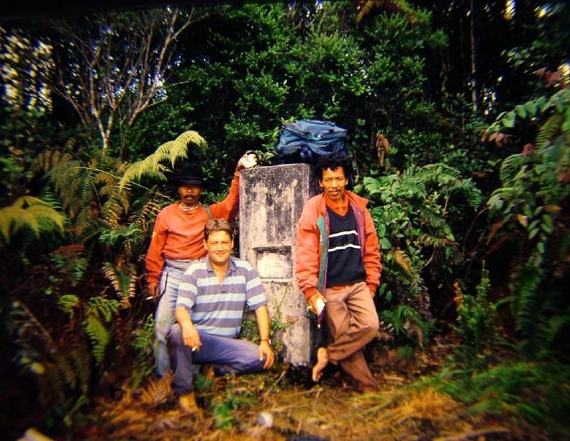 Matt and his guides at the top of Gunung Pangulubao.