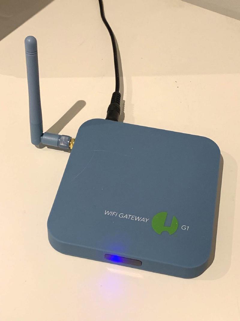 The SensorPush G1 WiFi Gateway. It sits in my living room and connects to the sensors via Bluetooth.