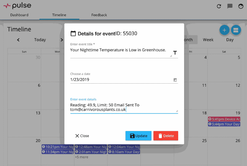 Note that the Pulse app can be accessed on desktop too - here's the calendar view.