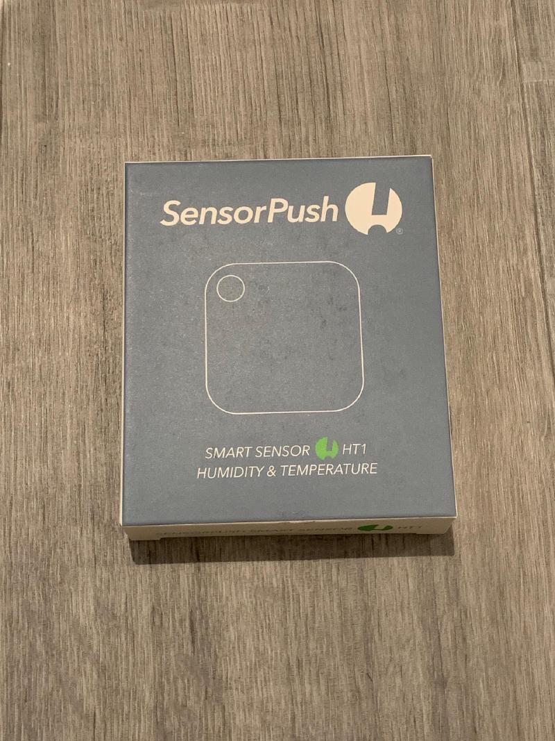 The SensorPush unit in its tiny box - no wires or adapters necessary.